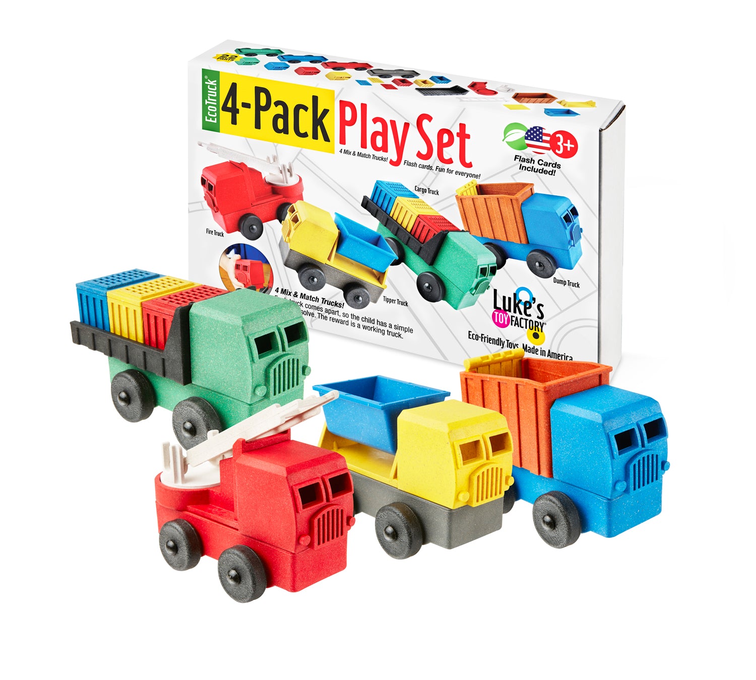 Educational Four-Pack of Toy Trucks – Luke's Toy Factory