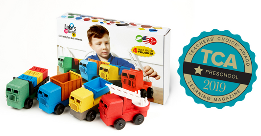 Luke's Toy Factory. Educational, eco-friendly, toys wins 2019 Teachers' Choice Award in preschool category. Sustainable Toys Made in America