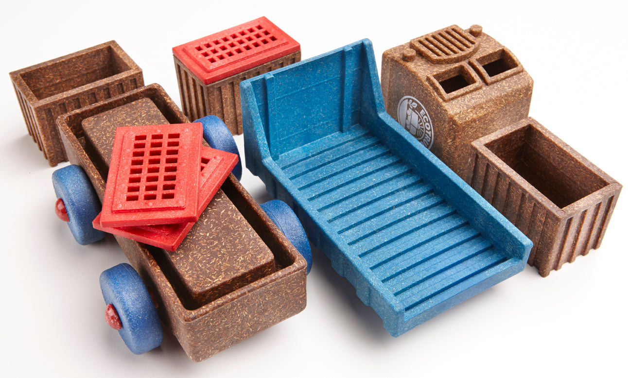 Toy truck set with different parts that mix and match