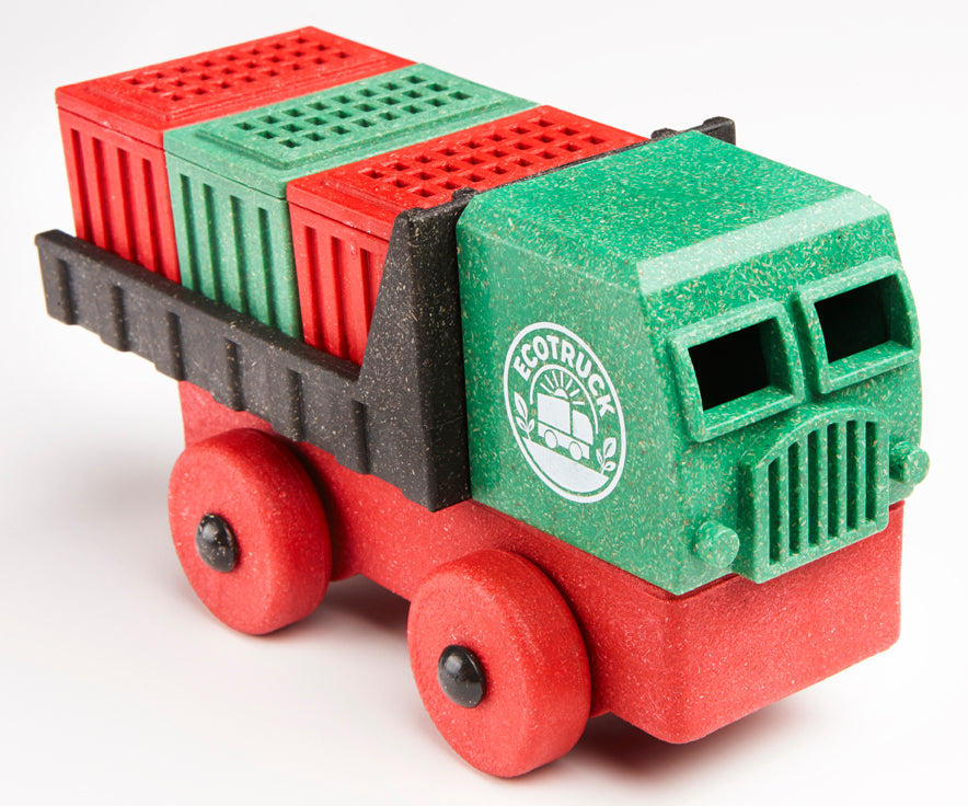 Preschool toy truck with red and green containers