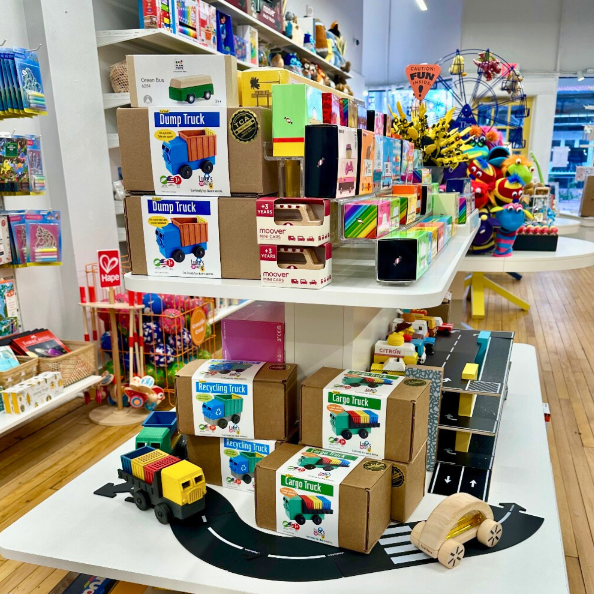 Toy Store display with toy trucks