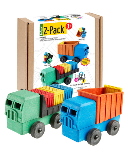 Luke's Toy Factory Two-Pack Cargo Truck Toy and Dump Truck Toy