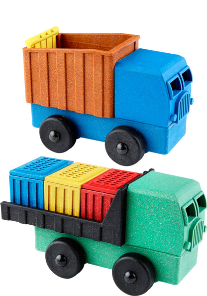 Toy Cargo Truck and Toy Dump Truck from Luke's Toy Factory two-pack