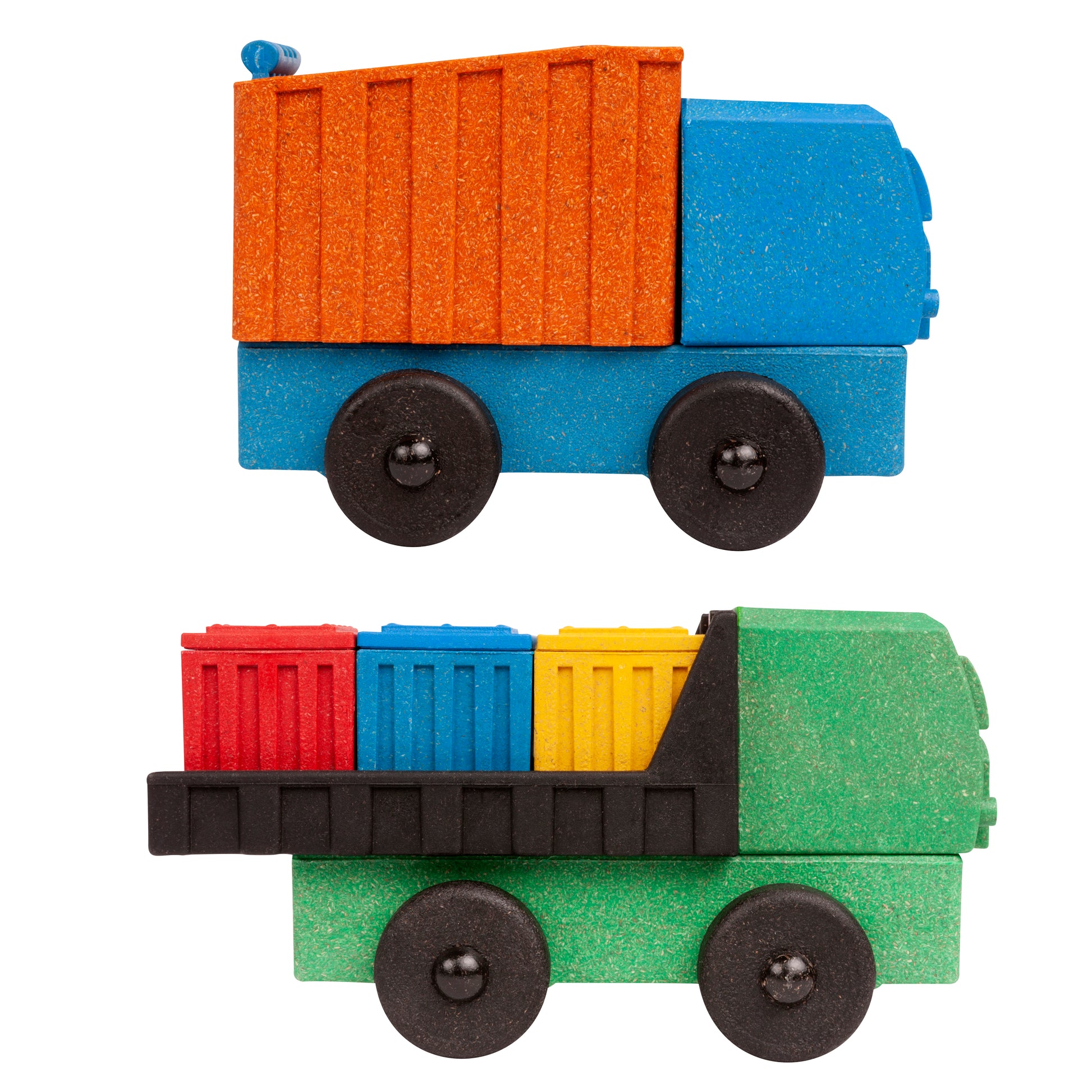 Luke's Toy Factory Cargo Truck Toy and Dump Truck Toy Profile View