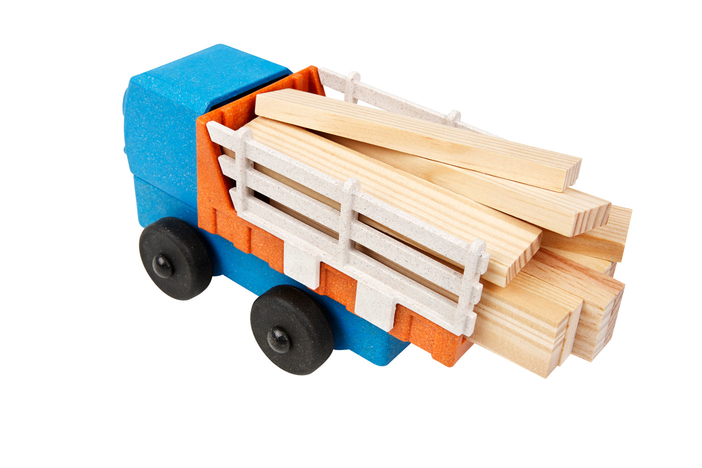Luke's Toy Factory Stake truck toy with lumber cargo